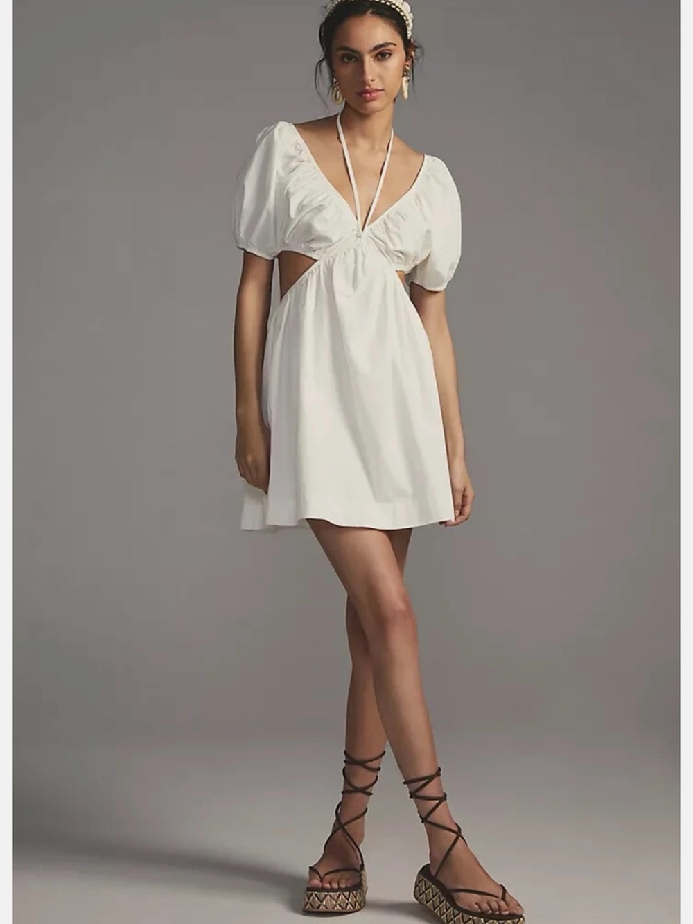 Anthropologie White Cutout Backless Mini Dress